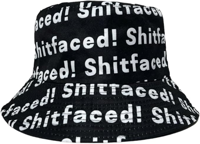 Unisex Shitfaced! Bucket Hat, Reversible Pattern Bucket Cap for Men & Women, Shitfaced! Print Bucket Hat