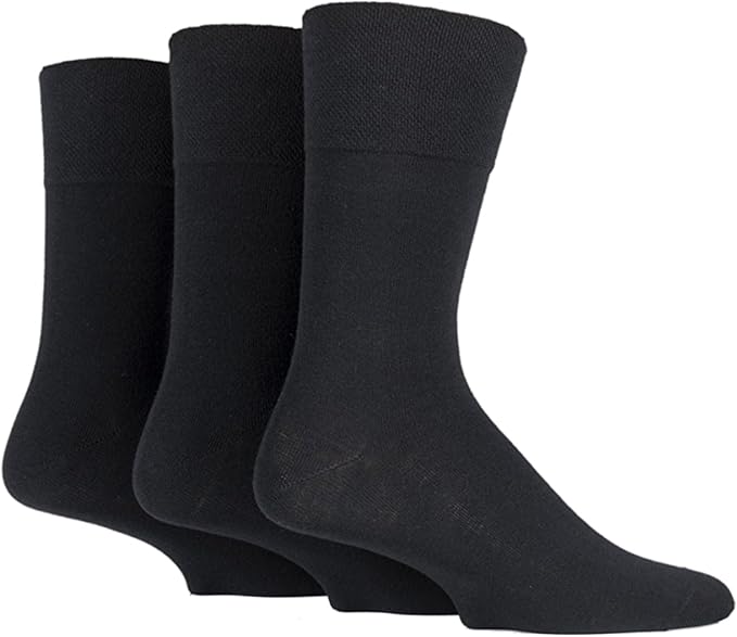 6 Pairs Non Elastic Diabetic Mens Socks Easy Grip Loose Soft Top Rich Cotton Sock Smooth Toe Seem Non Elastic Cuff 6-11 one size UK