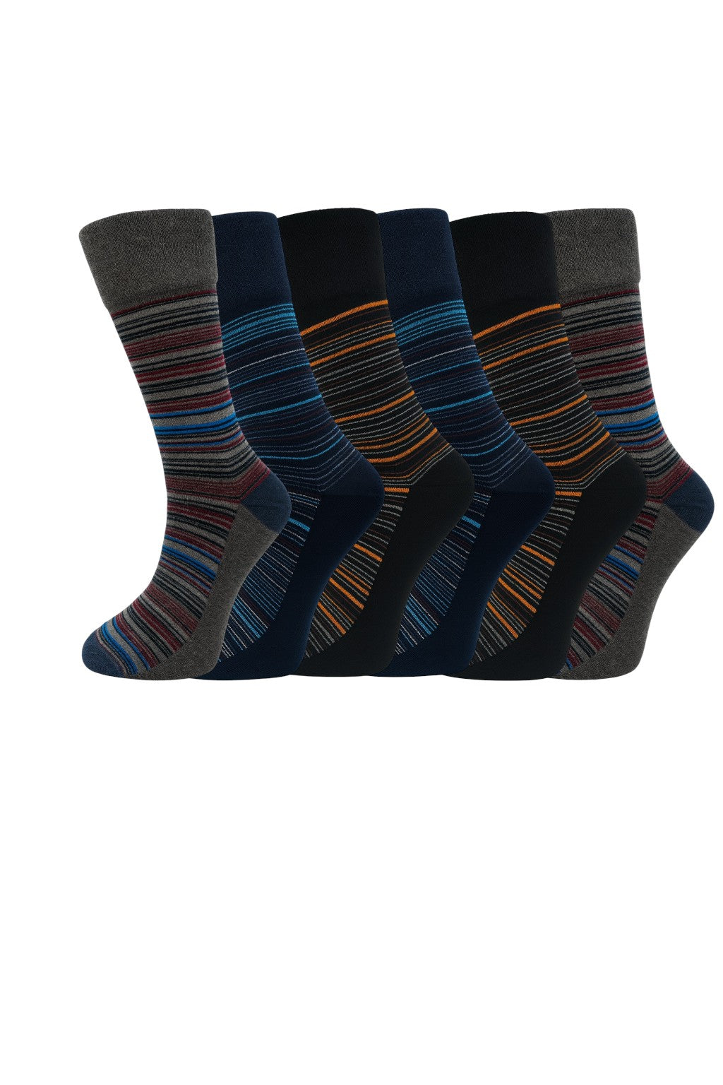 6 Pairs Non Elastic Diabetic Mens Socks Easy Grip Loose Soft Top Rich Cotton Sock Smooth Toe Seem Non Elastic Cuff 6-11 one size UK