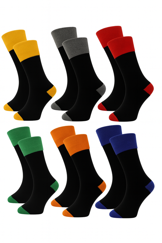 6 Pairs Non Elastic Diabetic Mens Socks Easy Grip Loose Soft Top Rich Cotton Sock Smooth Toe Seem Non Elastic Cuff 6-11 one size UK Heel And Toe