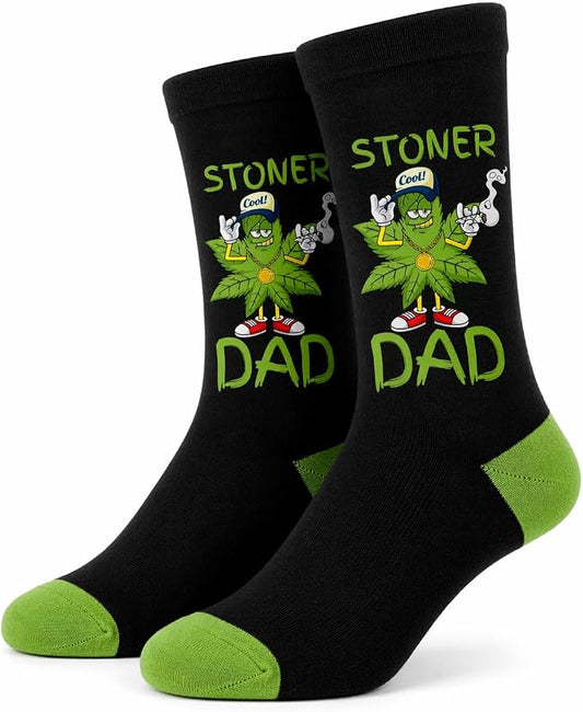 ARG Men’s Funny Stoner Dad & Stoner Dude Novelty Crew Socks Size 6-11