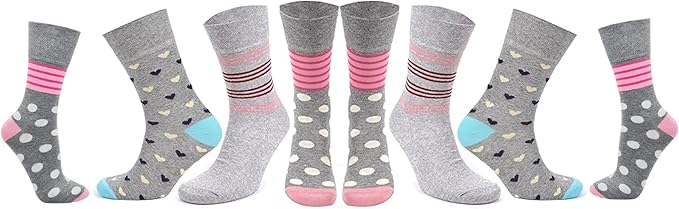 ARG 6 PAIRS WOMENS NON ELASTIC DIABETIC SOCKS LADIES EASY GRIP LOOSE SOFT TOP COTTON SOCK FOR SWOLLEN FEED ODEMA FRIENDLY UK 4-8