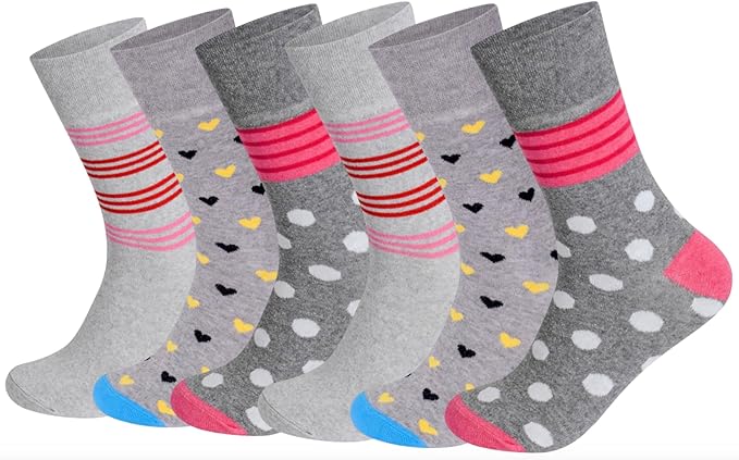 ARG 6 PAIRS WOMENS NON ELASTIC DIABETIC SOCKS LADIES EASY GRIP LOOSE SOFT TOP COTTON SOCK FOR SWOLLEN FEED ODEMA FRIENDLY UK 4-8