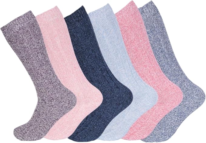 3 Pairs Ladies Soft Thermal Premium Quality Long Wool Blend Boot Socks Mix Colours Size UK 4-8 EU 37-42