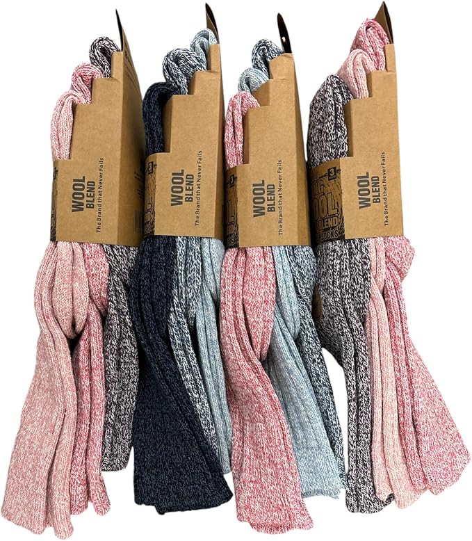 3 Pairs Ladies Soft Thermal Premium Quality Long Wool Blend Boot Socks Mix Colours Size UK 4-8 EU 37-42