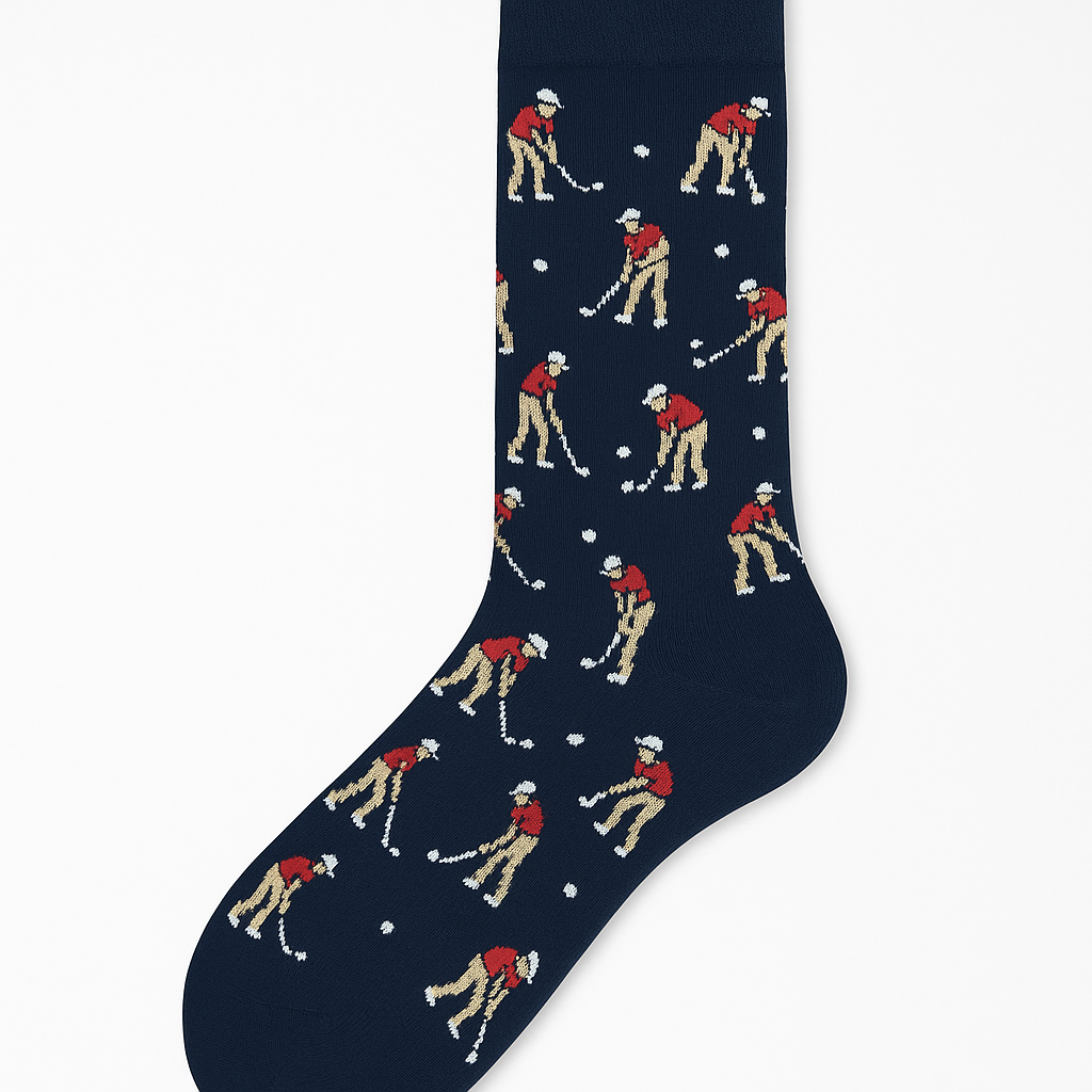 Funny Golf Socks for Men | Angry Golfer Novelty Cotton Socks | Navy Blue 1 Pair | Perfect Golf Gift, Birthday or Secret Santa | UK Size 6–11
