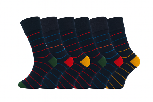 6 Pairs Non Elastic Diabetic Mens Socks Easy Grip Loose Soft Top Rich Cotton Sock Smooth Toe Seem Non Elastic Cuff 6-11 one size UK