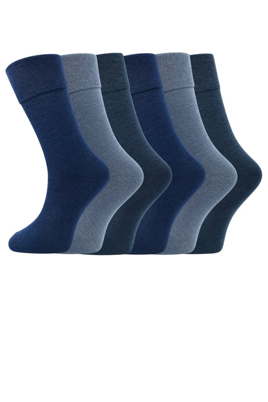 6 Pairs Non Elastic Diabetic Mens Socks Easy Grip Loose Soft Top Rich Cotton Sock Smooth Toe Seem Non Elastic Cuff 6-11 one size UK