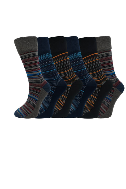6 Pairs Non Elastic Diabetic Mens Socks Easy Grip Loose Soft Top Rich Cotton Sock Smooth Toe Seem Non Elastic Cuff 6-11 one size UK